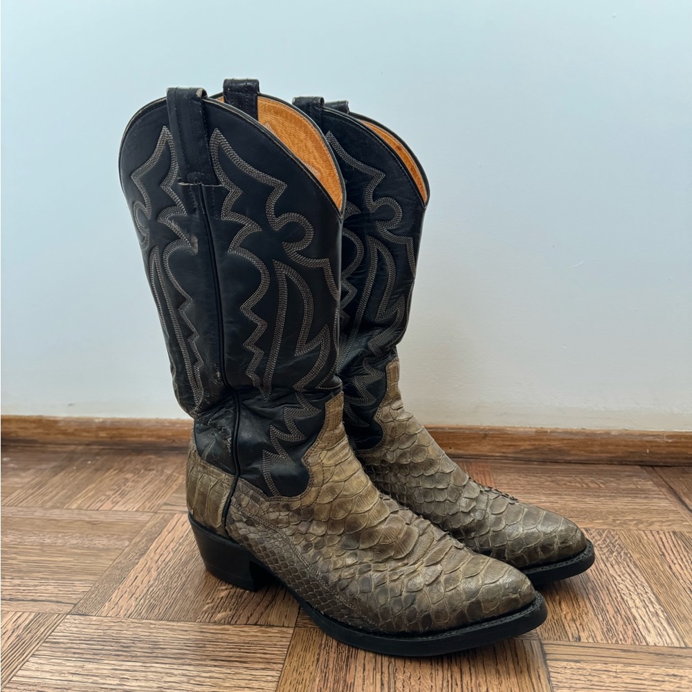 sanders leather snakeskin cowboy boots mens 8